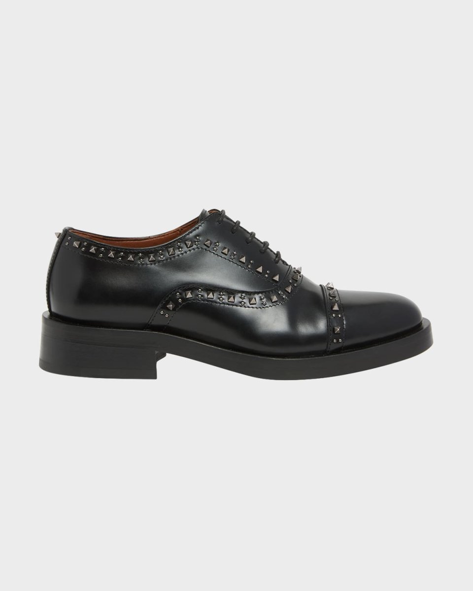 Leather Stud Derby Loafers